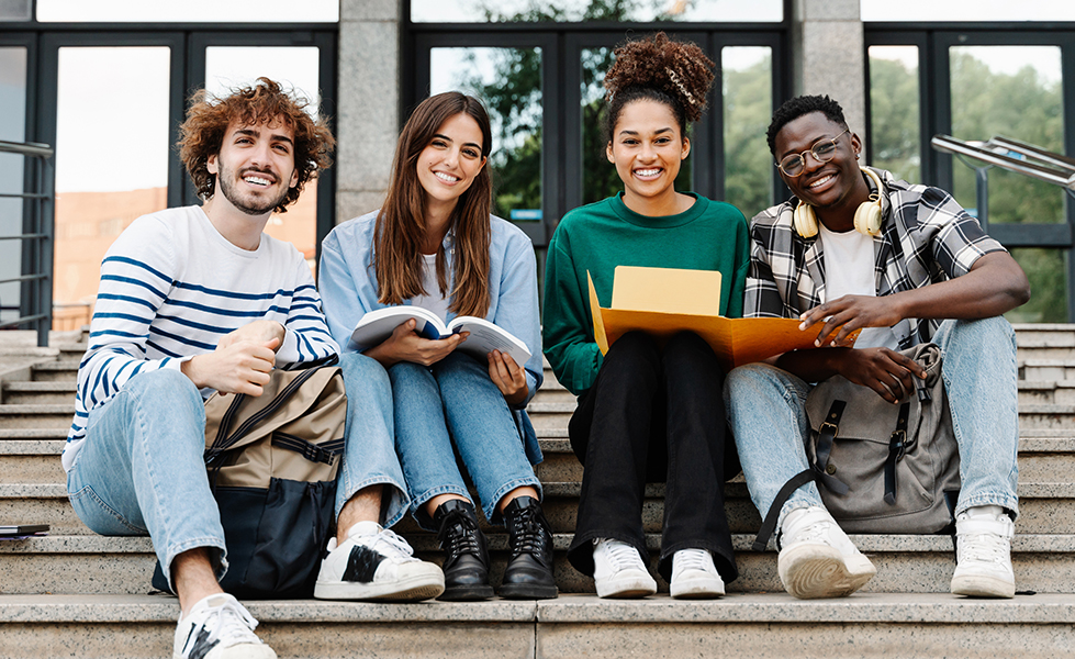 Group of diverse college students
